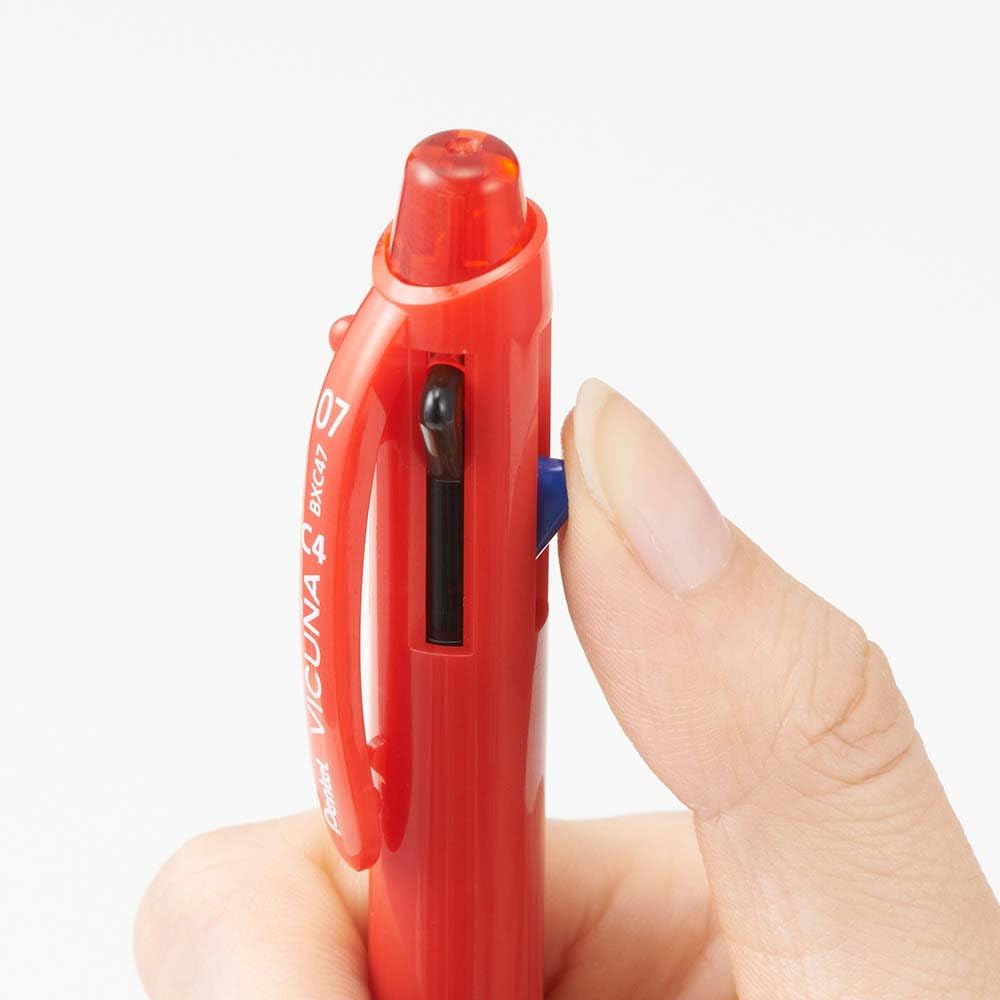 Pentel VICUNA 0.7mm Black Blue Red Green 4-Colour Ballpoint Pens (Pack of 4)