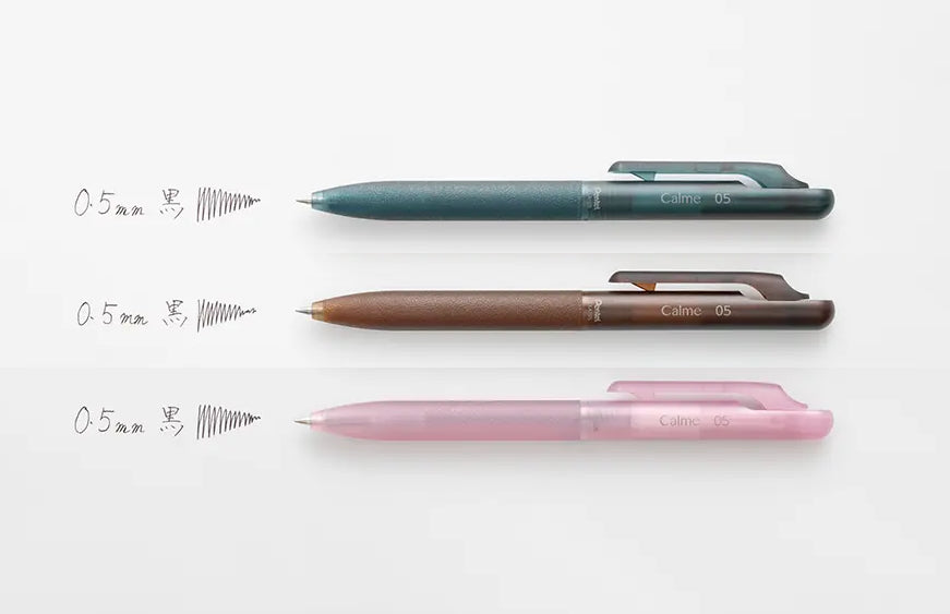 Pentel Calme Relaxed Frost Series 0.5mm Black Ink Ballpoint Pens (Pack of 3)