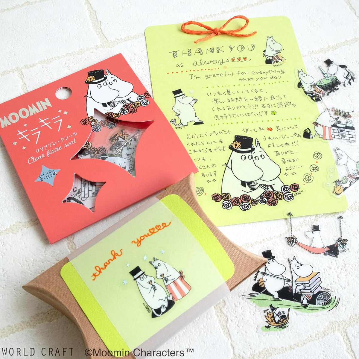 World Craft Moomin Characters Sparkling Clear Flake Stickers,10 Designs, 30pcs