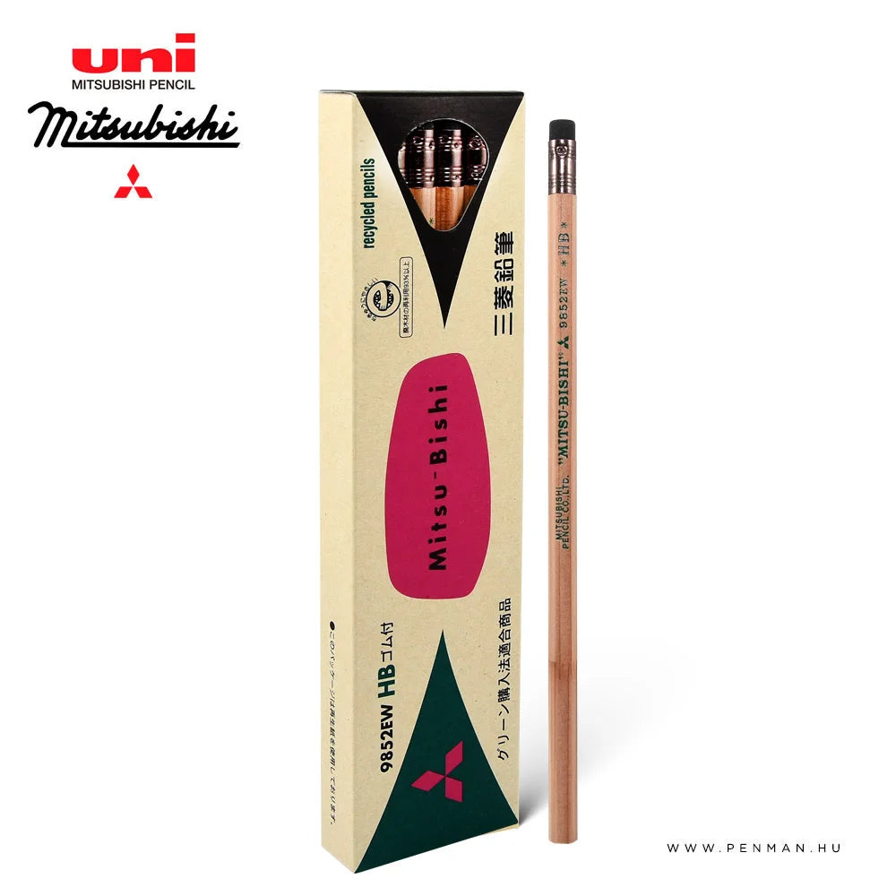 Uni 9852EW Hexagon Axis Eraser Tip Mitsu-Bishi Pencils (Pack of 12)