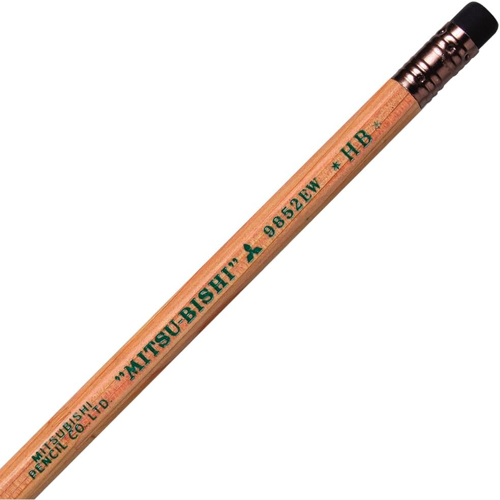 Uni 9852EW Hexagon Axis Eraser Tip Mitsu-Bishi Pencils (Pack of 12)