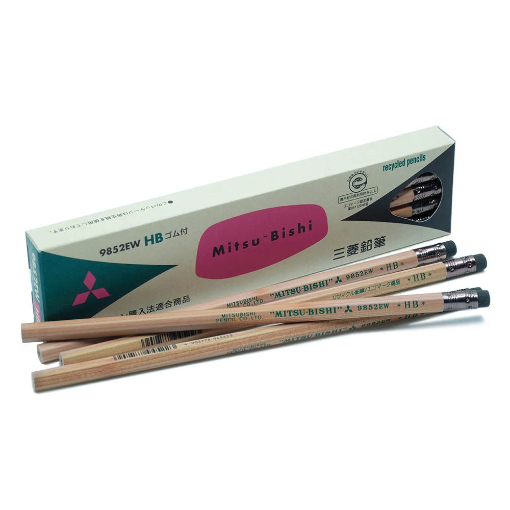 Uni 9852EW Hexagon Axis Eraser Tip Mitsu-Bishi Pencils (Pack of 12)