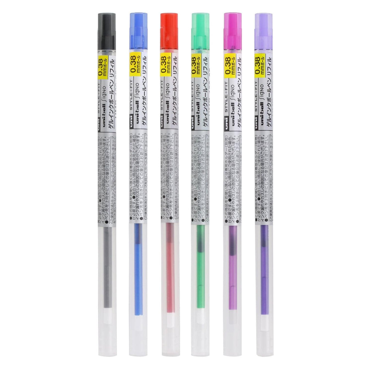 Uni STYLE FIT Signo 0.38mm Gel Ink Ballpoint Pen Refills (Pack of 6)