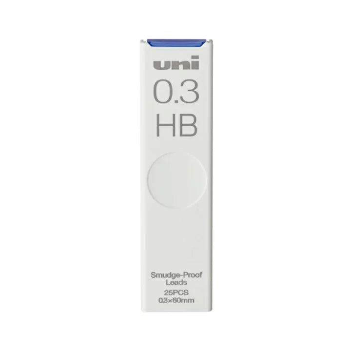 Uni 0.3mm Smudge-Proof 2H, H. HB, B and 2B Refill Leads (5 tubes)