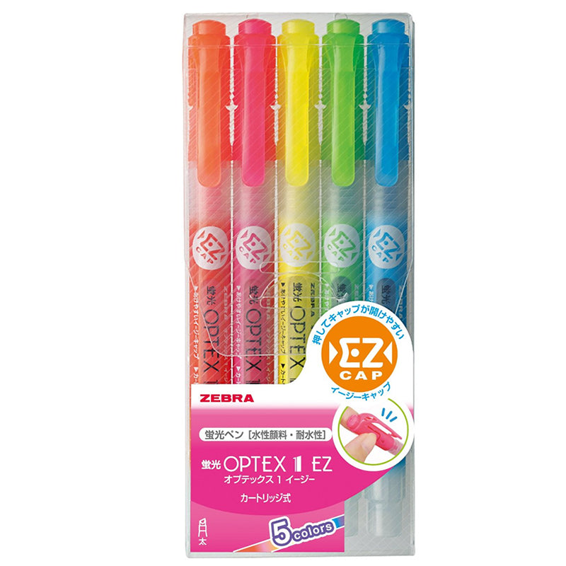 Zebra OPTEX 1 EZ 5-Colour Fluorescent Marker Set (4.0mm Line Width)