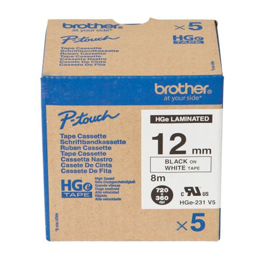 Brother 12mm x 8m High Grade Laminated Tape Cassette (5pcs per pack)