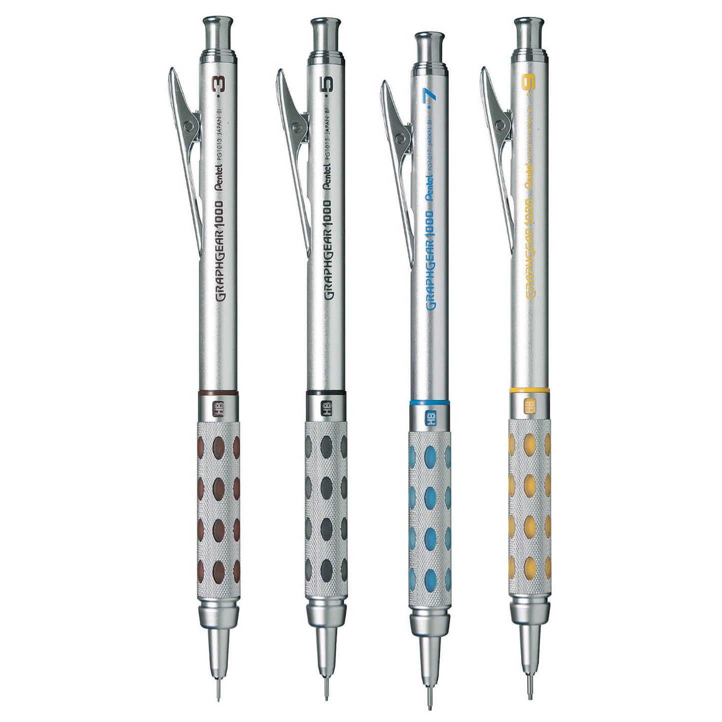 Pentel GRAPHGEAR 1000 0.3mm, 0.5mm, 0.7mm, 0.9mm Mechanical Pencil Set (Pack of 4)
