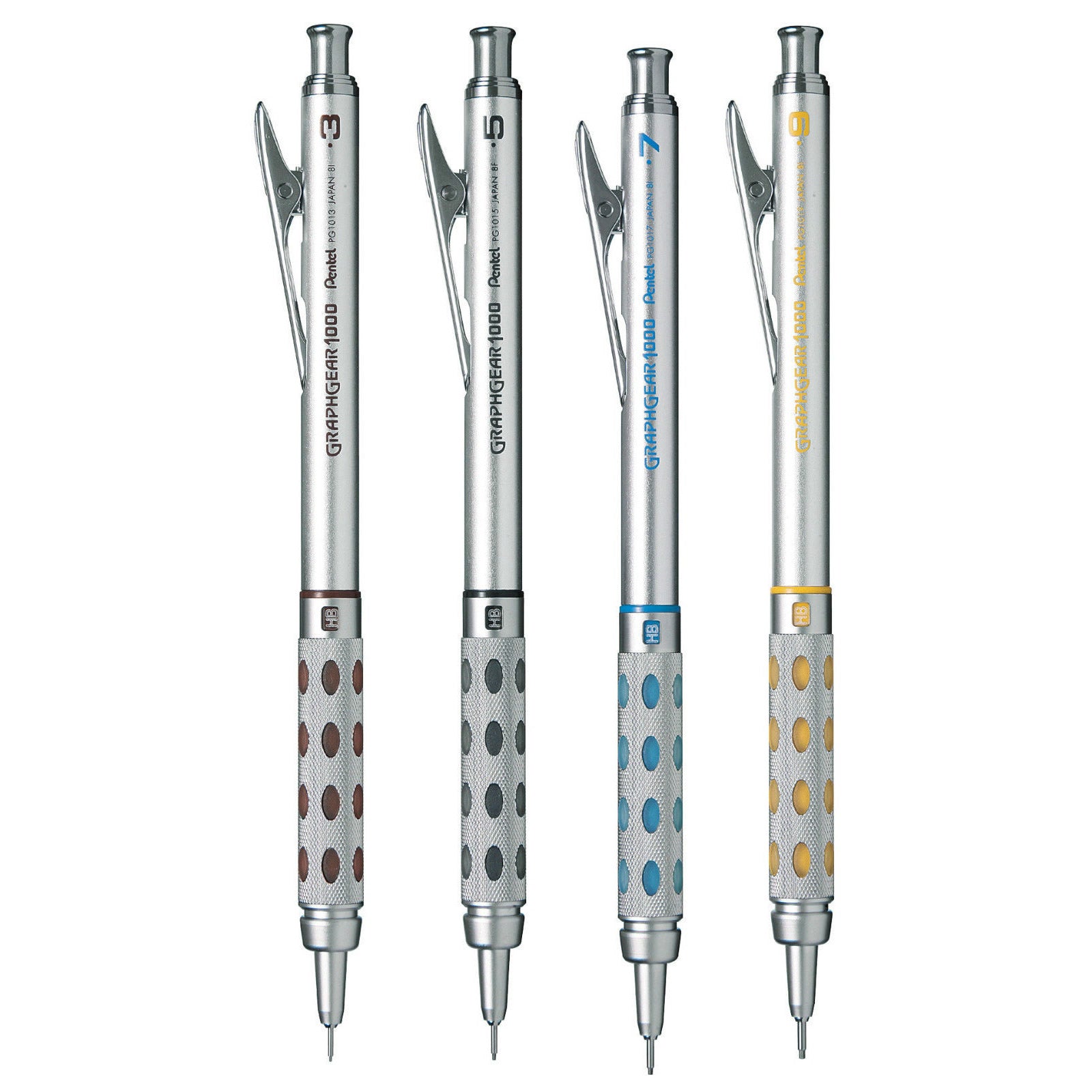 Pentel GRAPHGEAR 1000 0.3mm, 0.5mm, 0.7mm, 0.9mm Mechanical Pencil Set (Pack of 4)