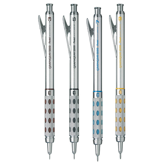 Pentel GRAPHGEAR 1000 0.3mm, 0.5mm, 0.7mm, 0.9mm Mechanical Pencil Set (Pack of 4)